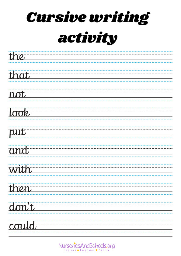 Cursive writing activity