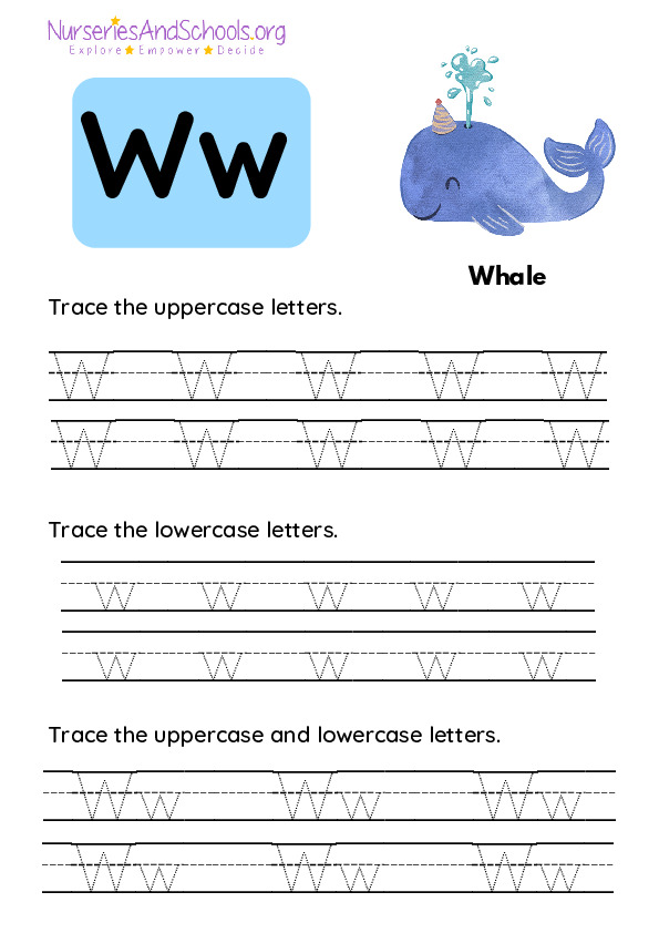 Tracing W - writing practice