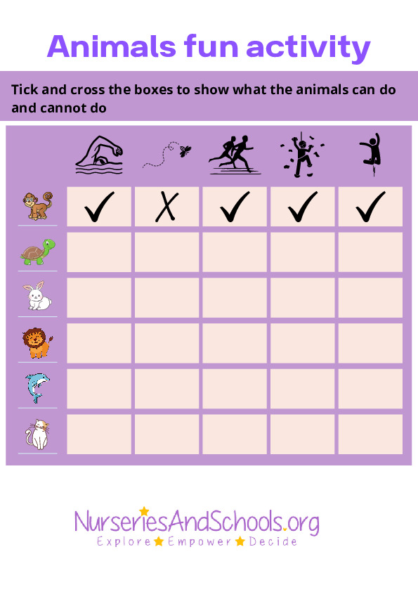 Animals fun activity