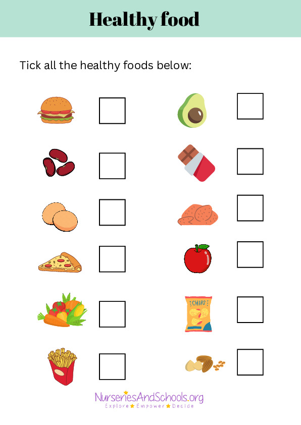 Tick the healthy foods