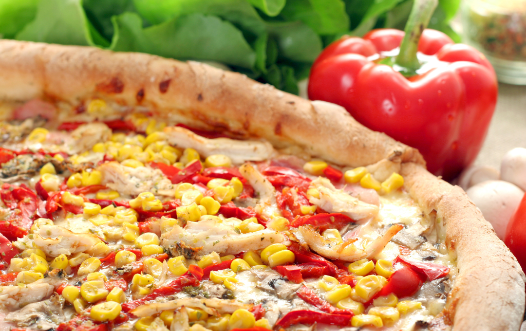 Crispy pepper and sweetcorn pizzas recipe